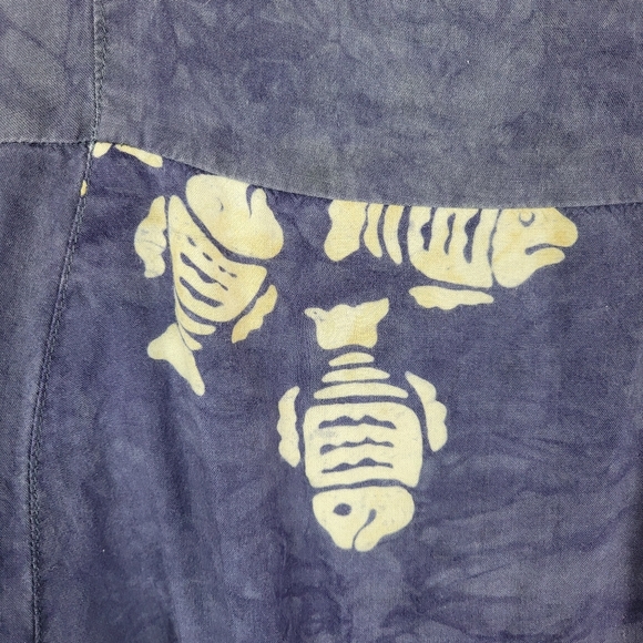 Young Fashion‎ Indonesian Fish Babydoll Rayon Sun Dress Smocked Purple Tropical - Picture 5 of 10